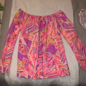 Lilly Pulitzer cinched strapless long sleeve top